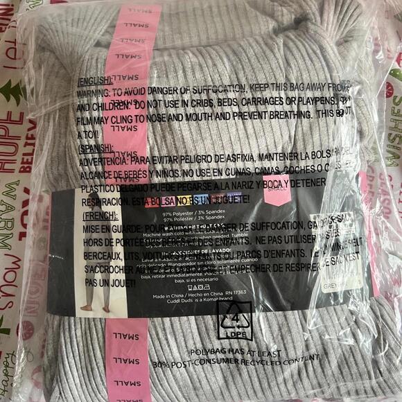 Cuddl Duds 3-Piece Cozy Pajama Set - Small, Light Gray - Picture 5 of 5